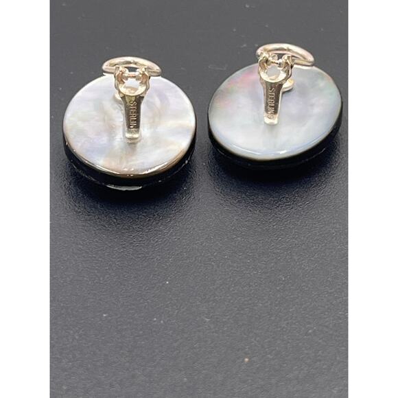 Margo Morrison Sterling Silver Abalone Mother of Pearl Doublet Stud Clip Earring - Picture 7 of 8